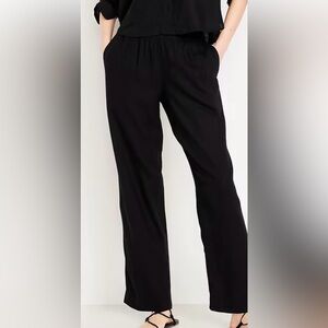 Old Navy Black High-Waisted Linen-Blend Pants